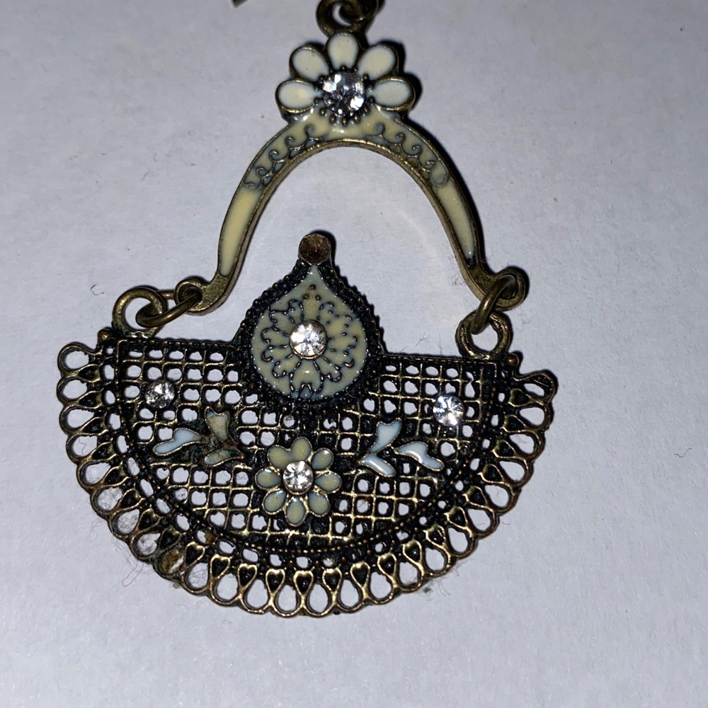 Silver-Tone Ornate Filigree Lightweight Hoop Dangle Earrings - Picture 2 of 8